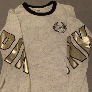 Gold & Black Sequin Pink Victoria Secret Crew Tee